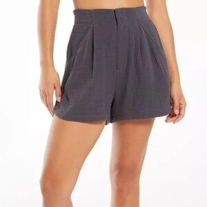 Z Supply Acres High Rise Gauze‎ Pocket Shorts, Grey - Size XS